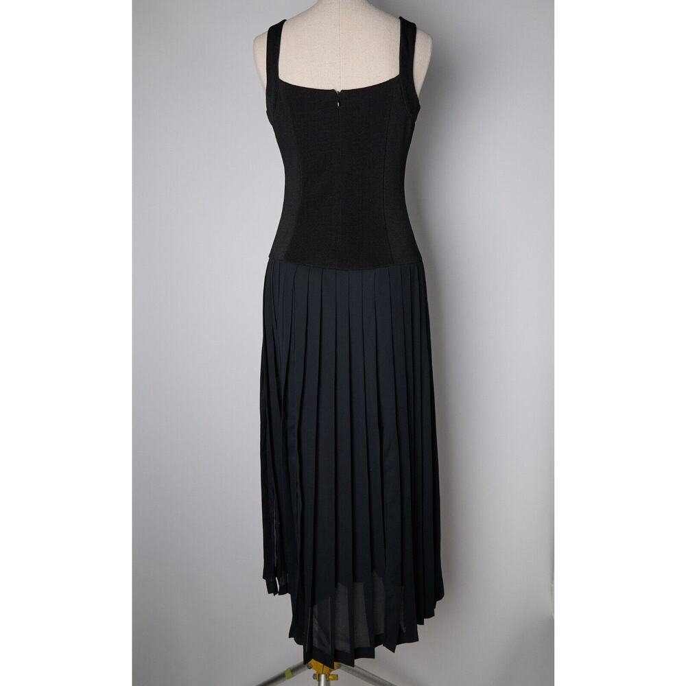 VTG Joseph Ribkoff Maxi Dress Sz 6 Black Fit & Flare Pleated Deadstock 90s Gala - Picture 10 of 16